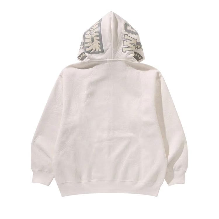 Bape Line Camo Quilted Shark Relaxed Fit Full Zip Hoodie Ivory