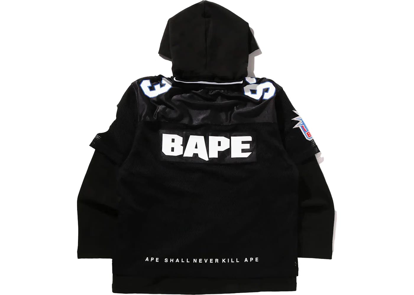 Bape Multi Logo Layered Sleeves Relaxed Fit Football Jersey Black