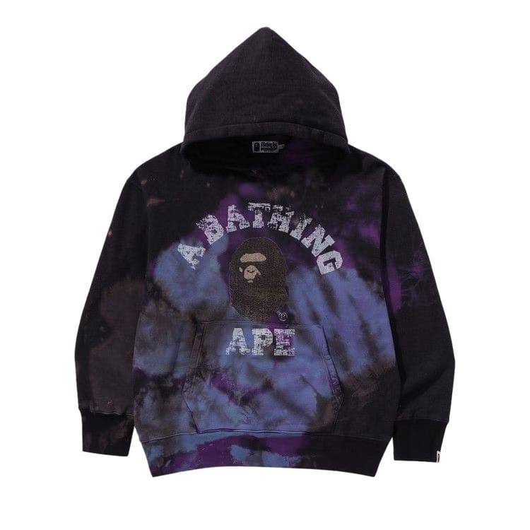 Bape Tie Dye College Relaxed Fit Pullover Hoodie Black