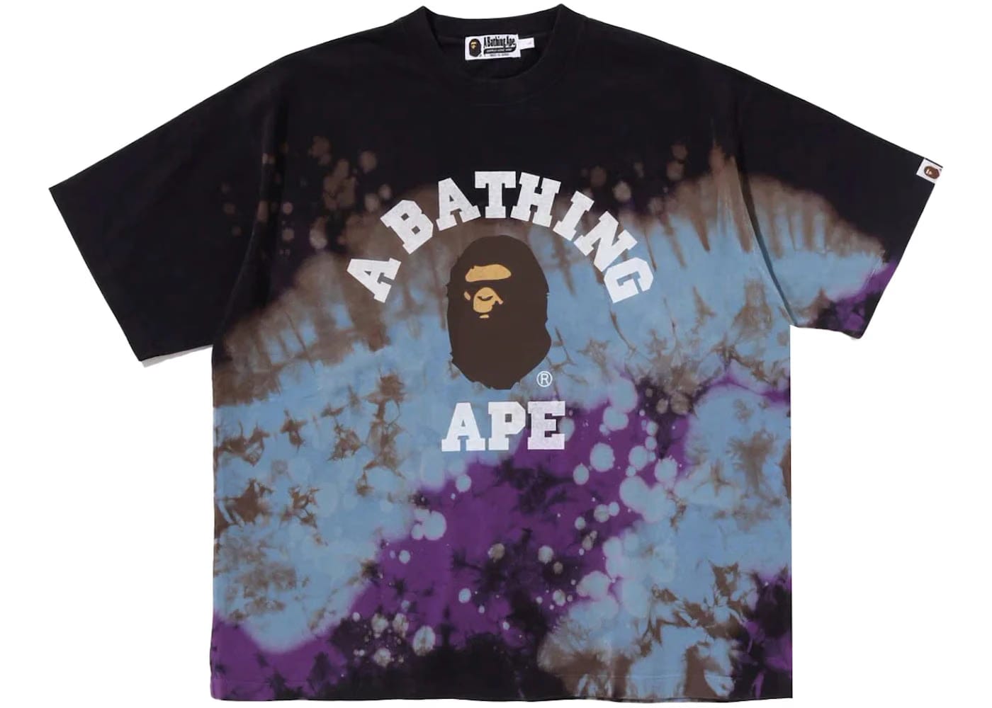 Bape Tie Dye College Relaxed Fit T-Shirt Black