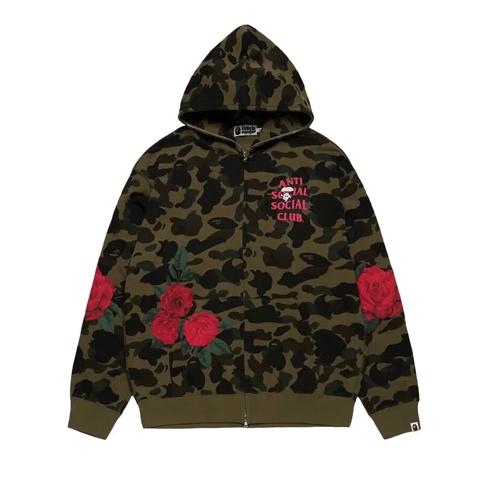 Bape x Anti Social Social Club Full Zip Hoodie Green