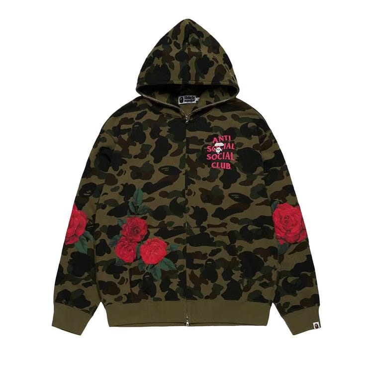 Bape x Anti Social Social Club Full Zip Hoodie Green