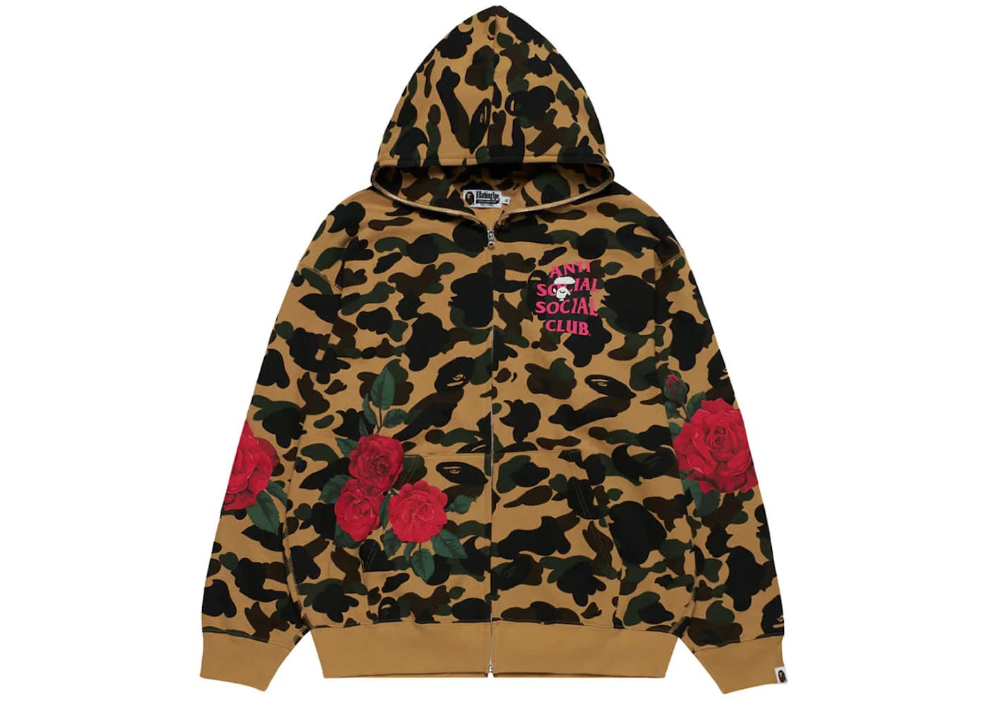 Bape x Anti Social Social Club Full Zip Hoodie Yellow