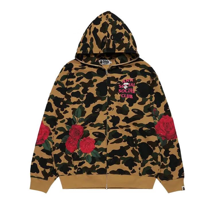 Bape x Anti Social Social Club Full Zip Hoodie Yellow