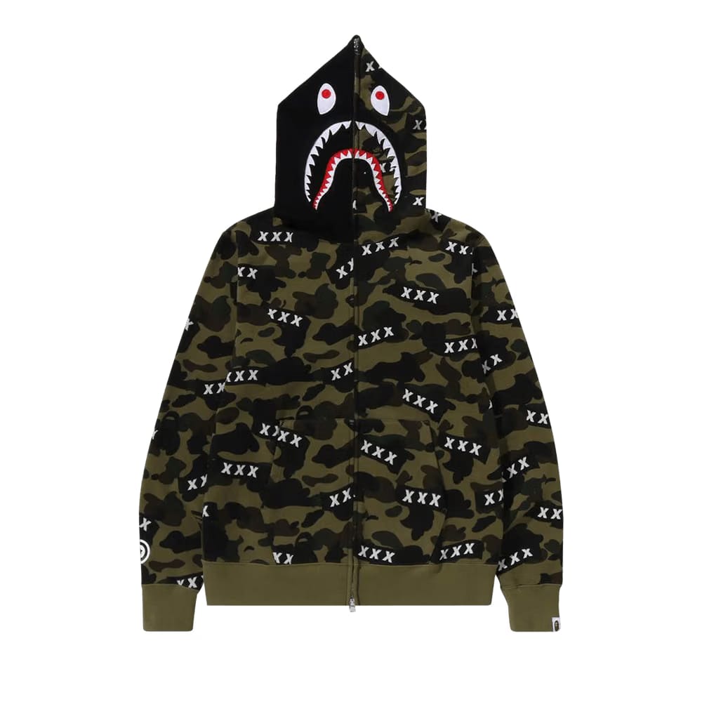 Bape x God Selection Xxx Shark Full Zip Hoodie Green