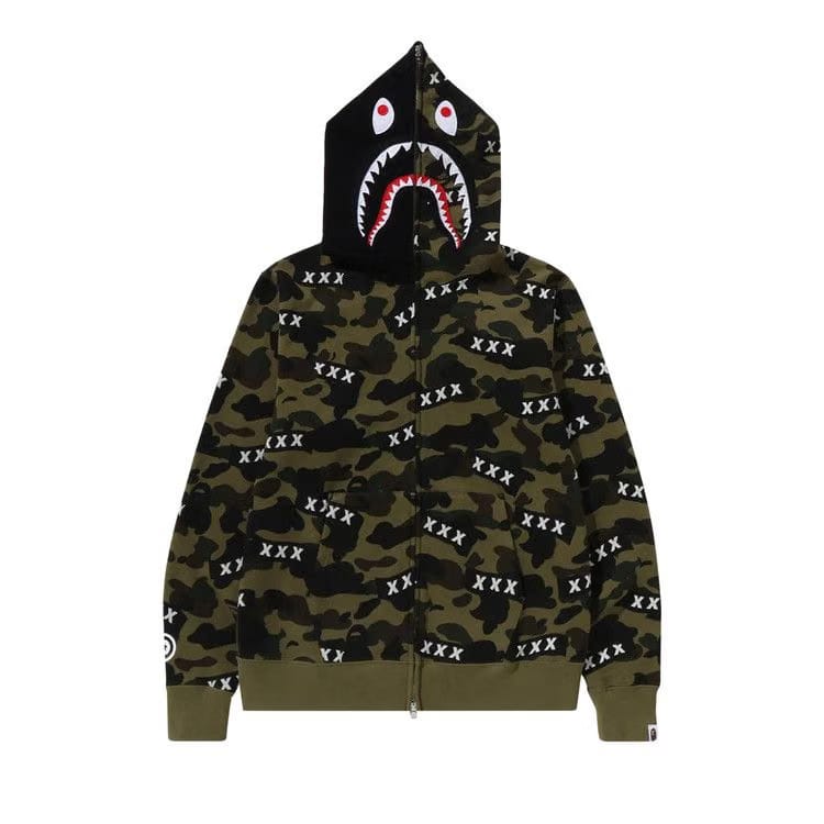 Bape x God Selection Xxx Shark Full Zip Hoodie Green