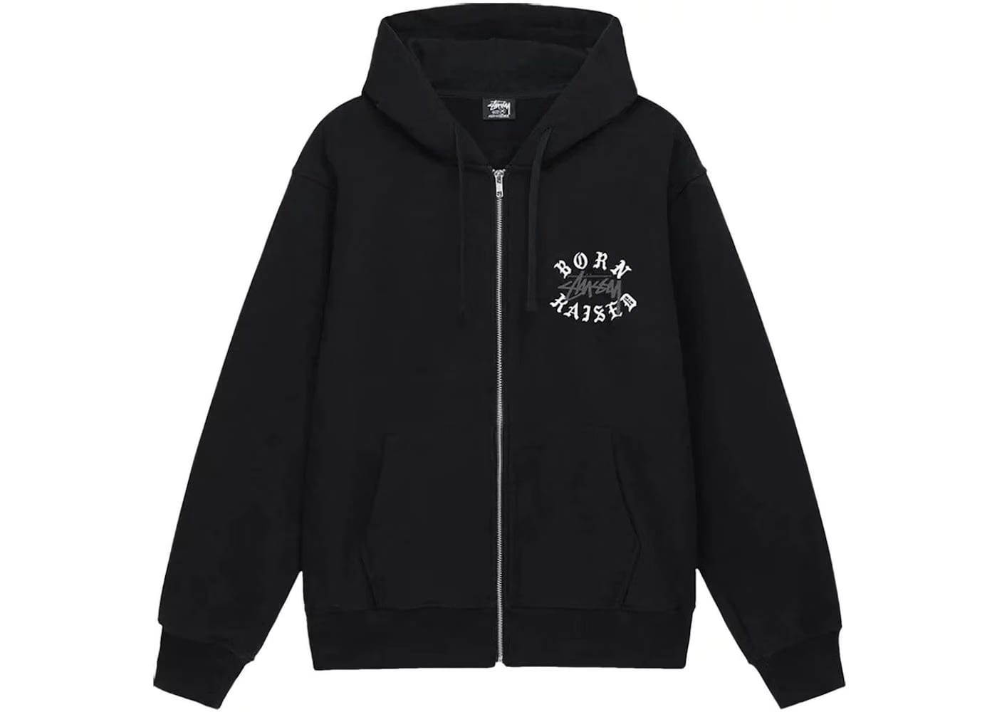 Stussy Born x Raised Logo Zip Hoodie Black