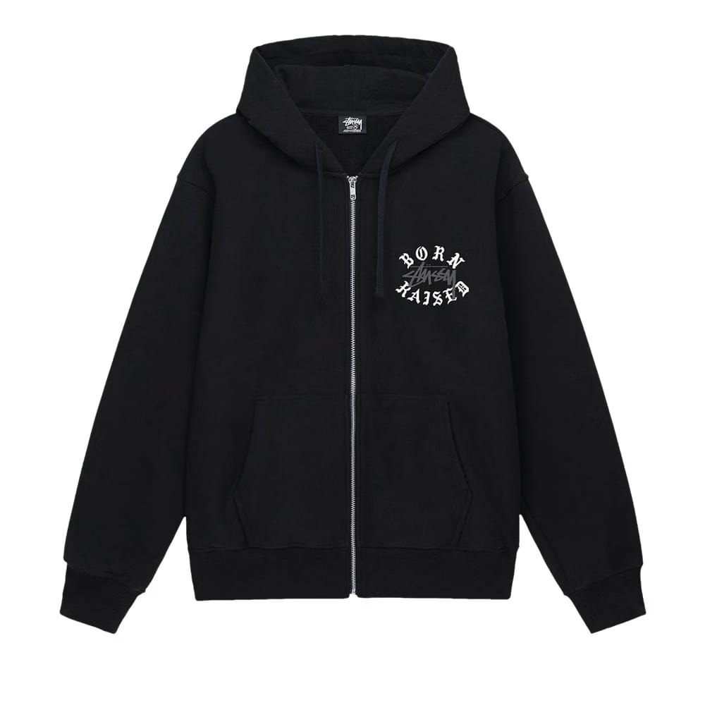 Stussy Born x Raised Logo Zip Hoodie Black