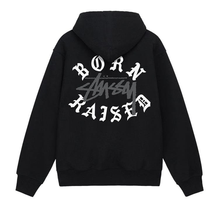 Stussy Born x Raised Logo Zip Hoodie Black