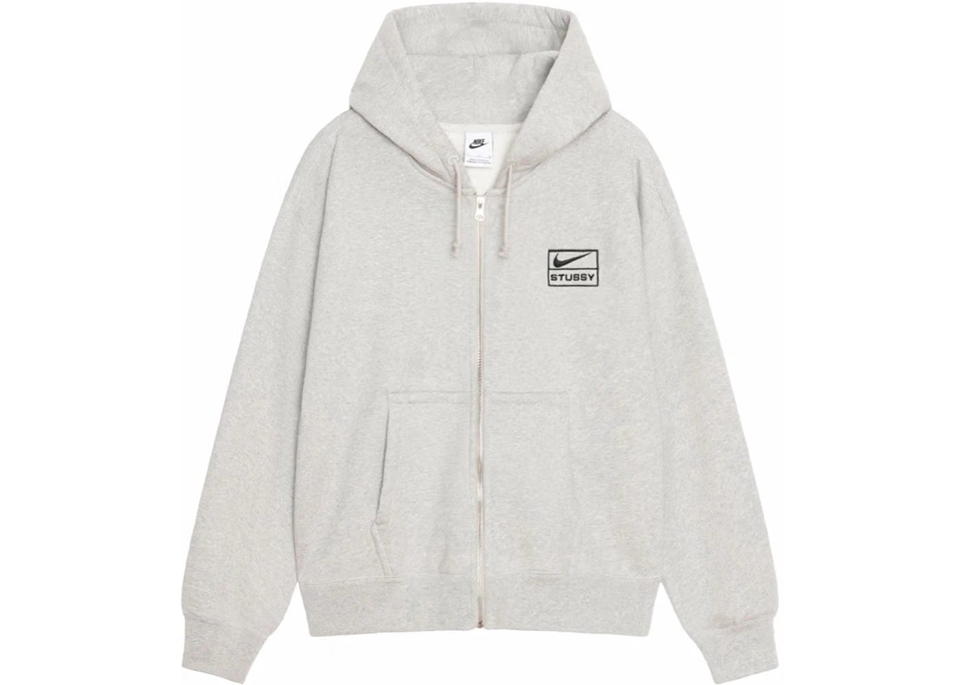 Stussy x Nike Fleece Zip Hoodie (Ss24) Grey Heather