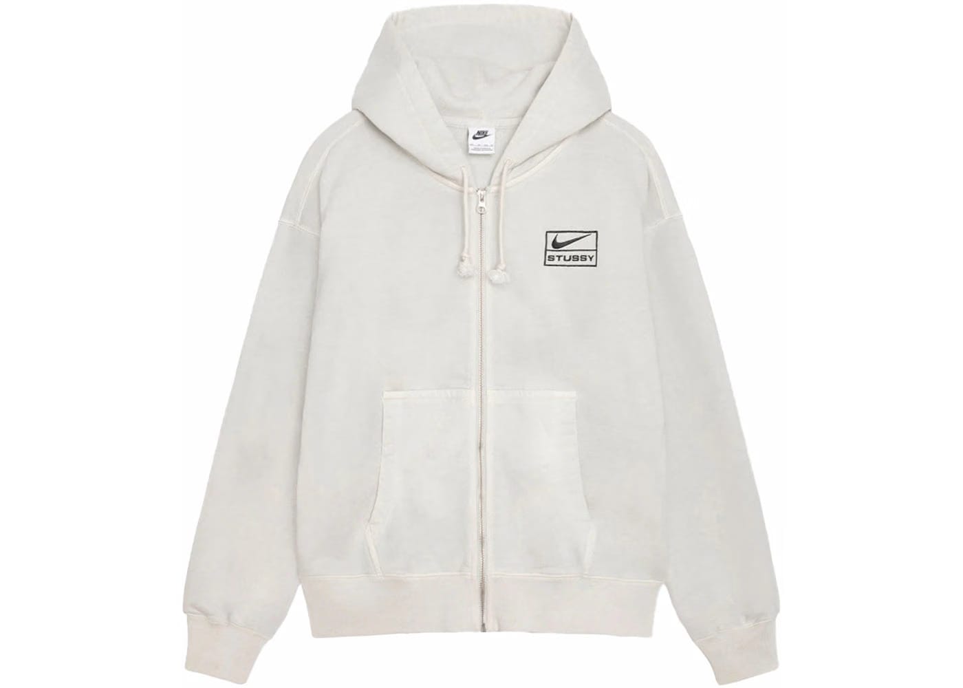Stussy x Nike Pigment Dyed Fleece Zip Hoodie (Ss24) Light Bone