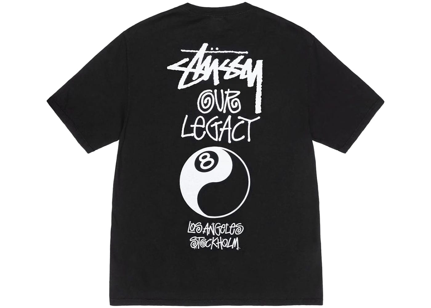 Stussy x Our Legacy Work Shop 8 Ball Yin Yang Pigment Dyed T-Shirt Black