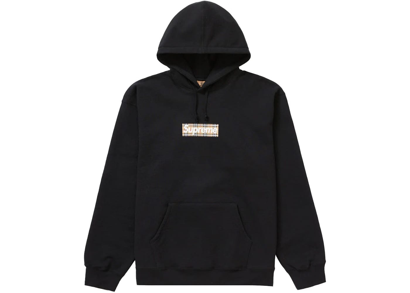 Supreme Burberry Box Logo Hoodie Black