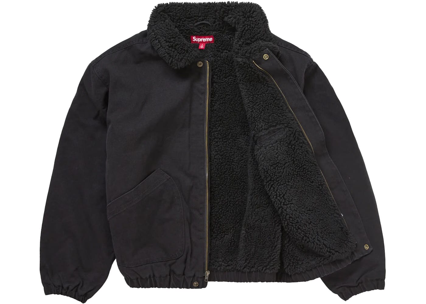 Supreme Faux Shearling Lined Bomber Jacket Black