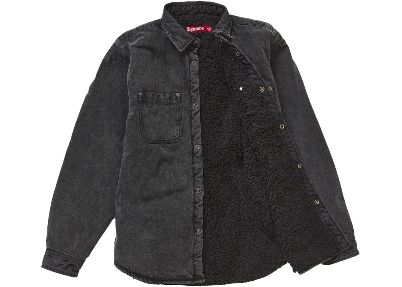 Supreme Faux Shearling Lined Work Shirt Black Denim