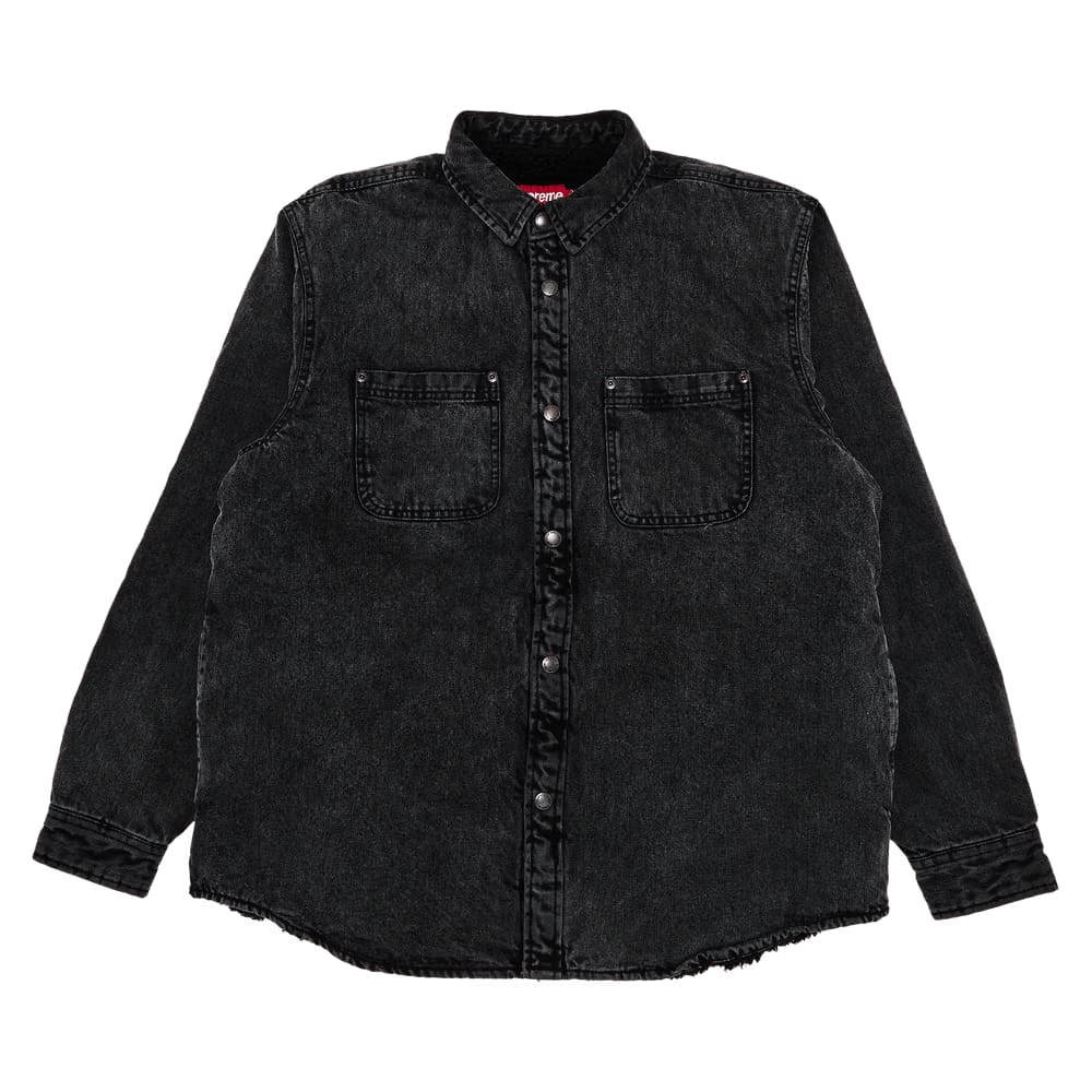 Supreme Faux Shearling Lined Work Shirt Black Denim