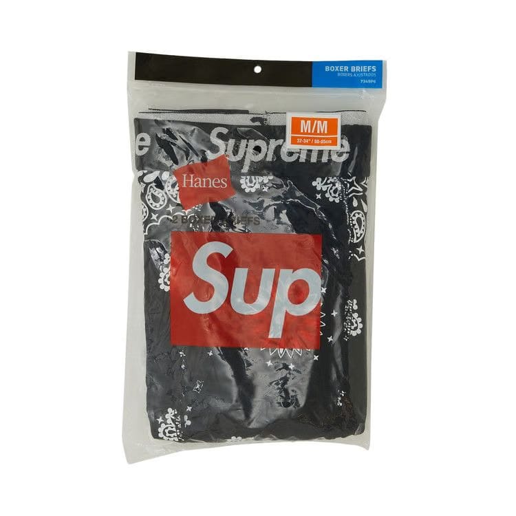 Supreme Hanes Bandana Boxer Briefs (2 Pack) Black