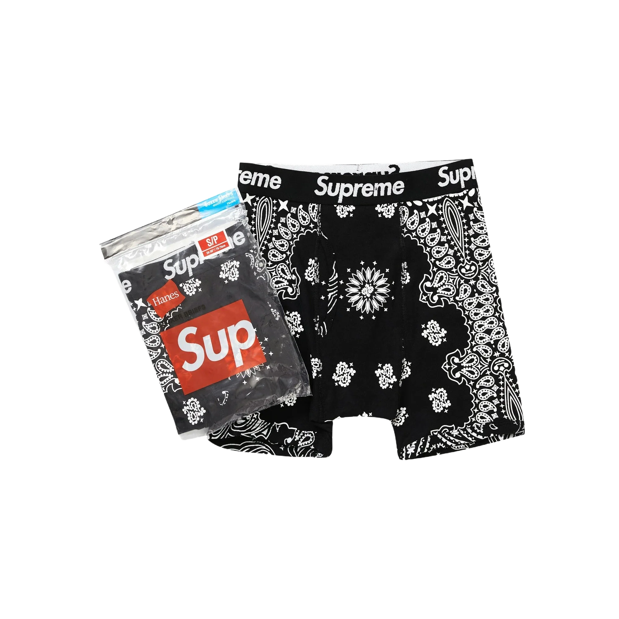 Supreme Hanes Bandana Boxer Briefs (2 Pack) Black