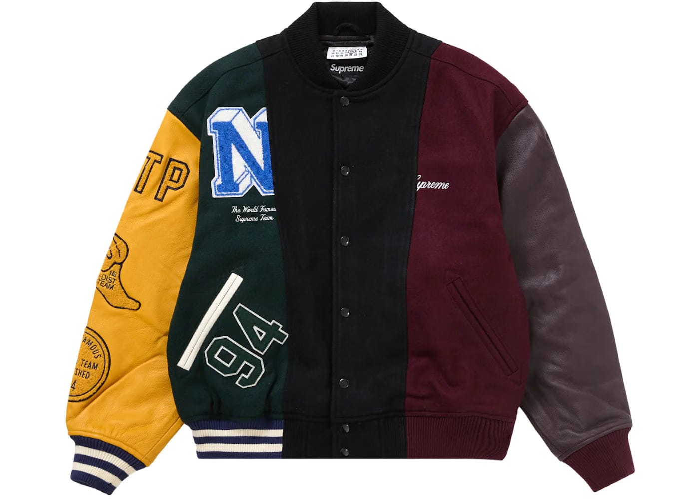 Supreme Mm6 Maison Margiela Split Varsity Jacket Multicolor
