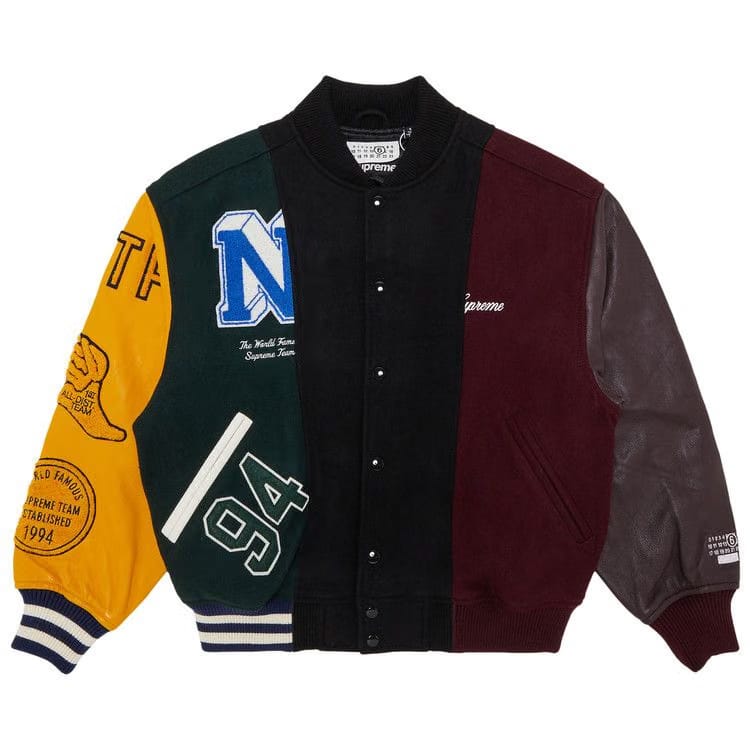 Supreme Mm6 Maison Margiela Split Varsity Jacket Multicolor