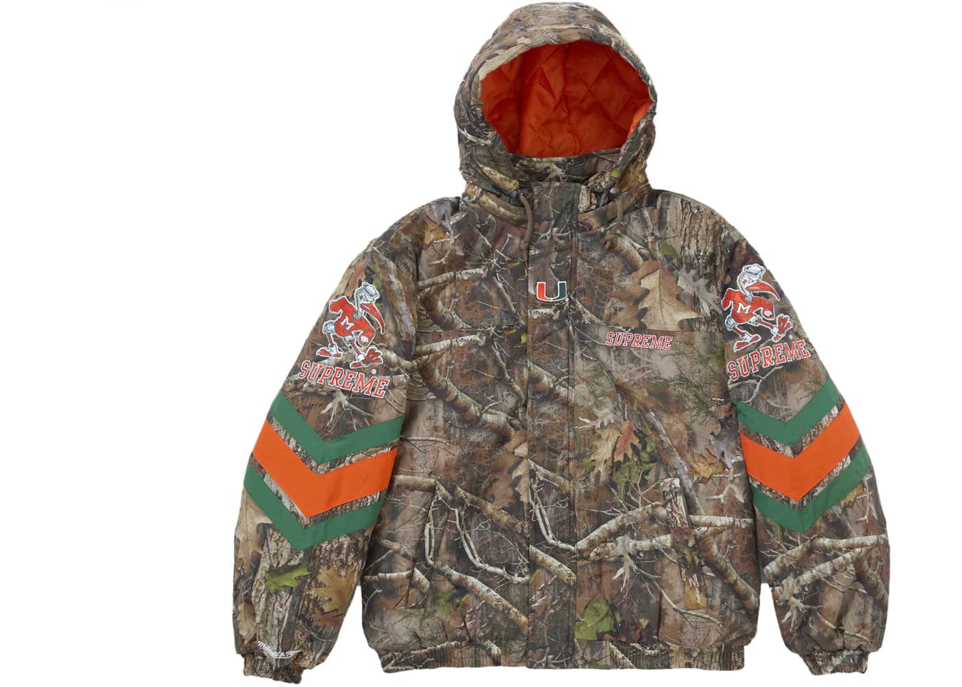 Supreme Mitchell & Ness Ncaa Hooded Stadium Jacket Woodland Camo