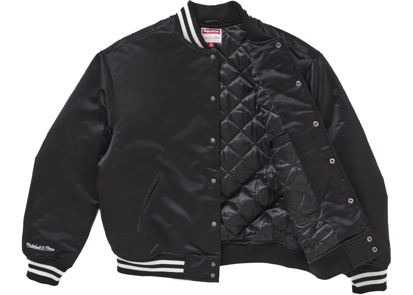 Supreme Mitchell & Ness Satin Varsity Jacket (Fw24) Black