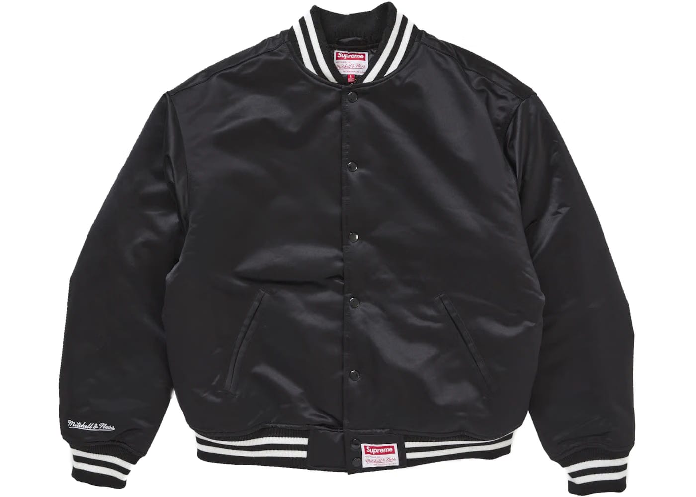 Supreme Mitchell & Ness Satin Varsity Jacket (Fw24) Black