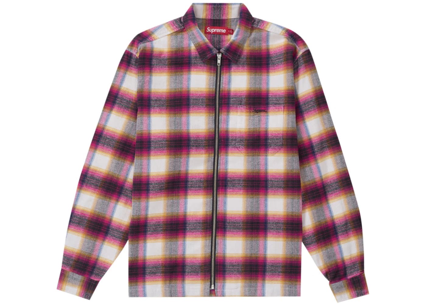 Supreme Shadow Plaid Flannel Zip Up Shirt (Ss24) White