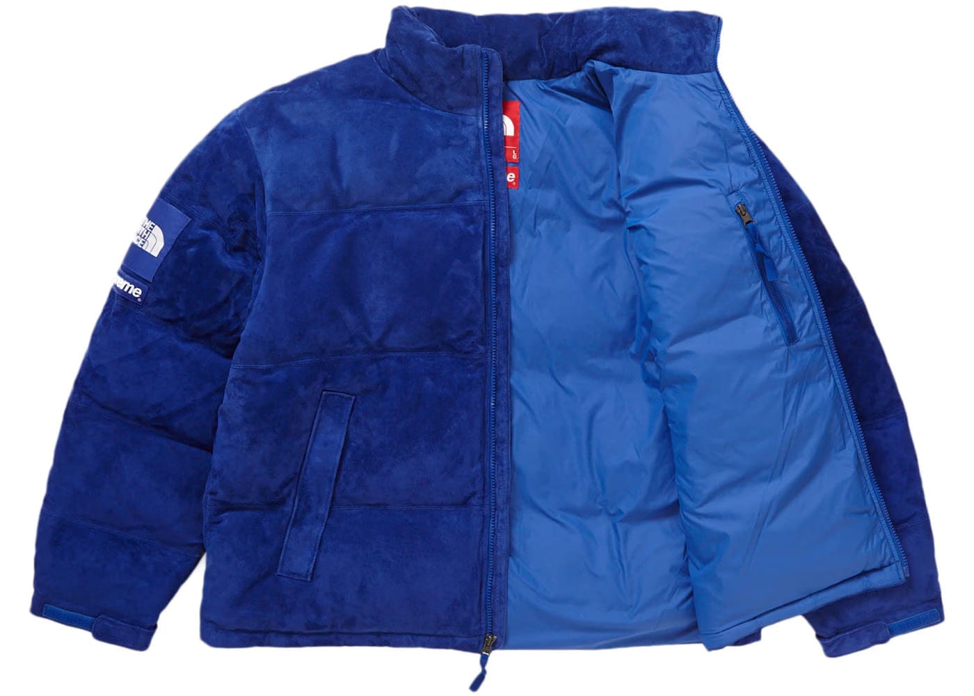 Supreme The North Face Suede Nuptse Jacket Blue