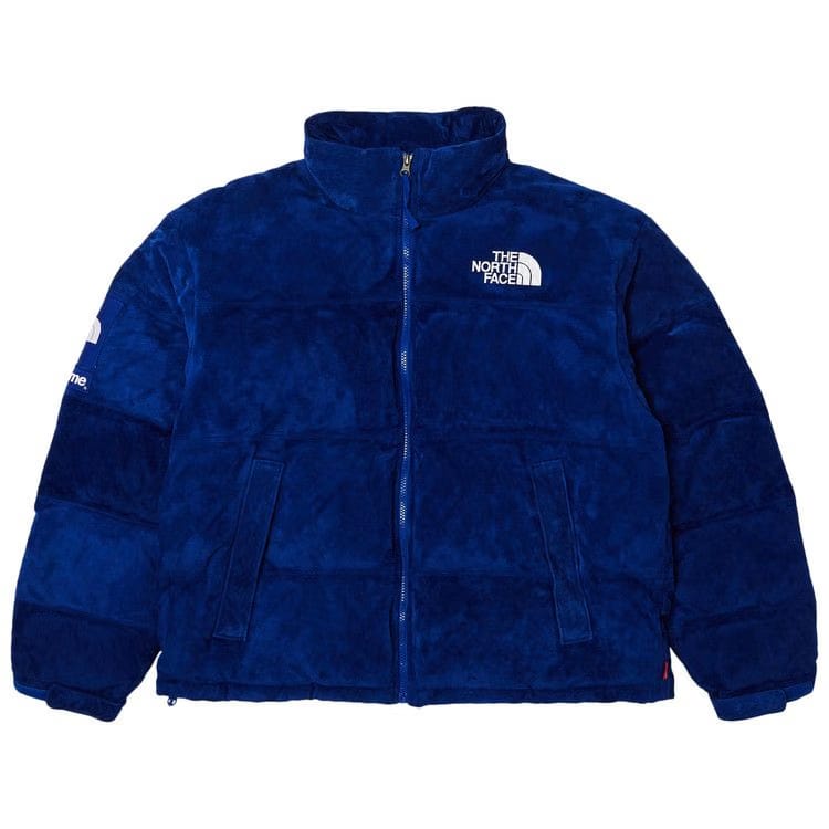 Supreme The North Face Suede Nuptse Jacket Blue