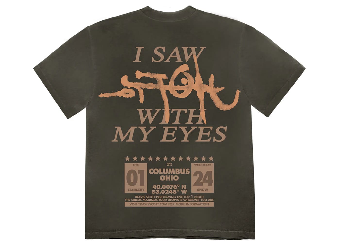 Travis Scott Utopia Is In Columbus T-Shirt Brown