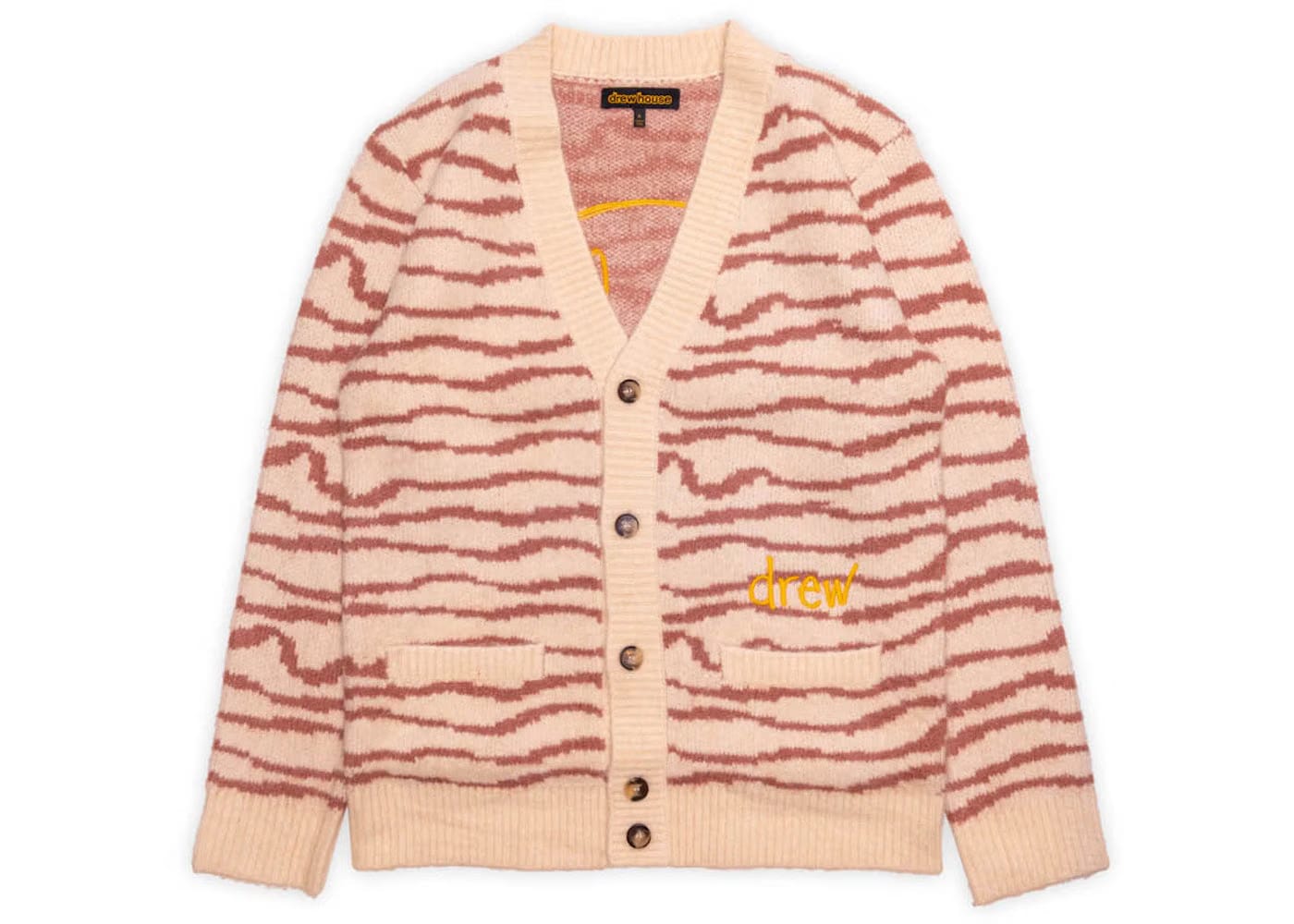 Drew House Sketch Mascot Squiggle Cardigan Ivory/Mauve