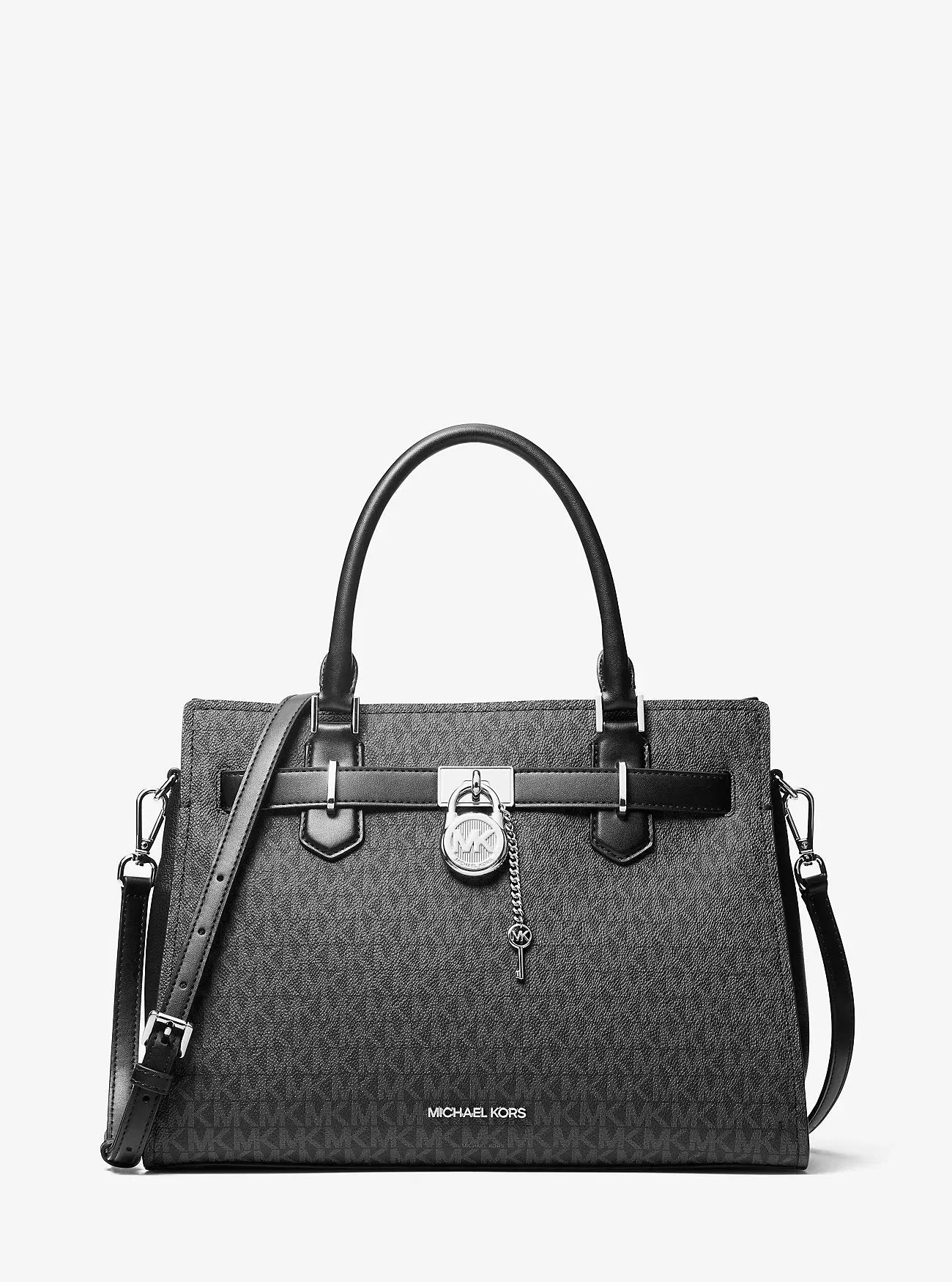 Michael Kors Hamilton Medium Signature Logo Satchel Black