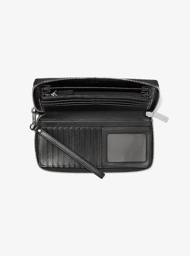 Michael Kors Jet Set Travel Large Signature Logo Continental Wallet Black