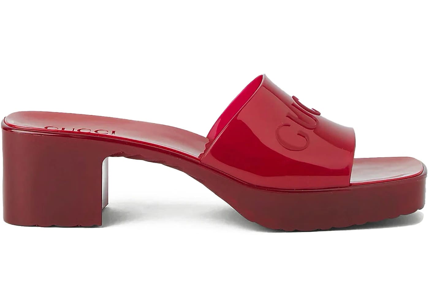 Gucci 60Mm Slide Sandal Red Rubber Womens