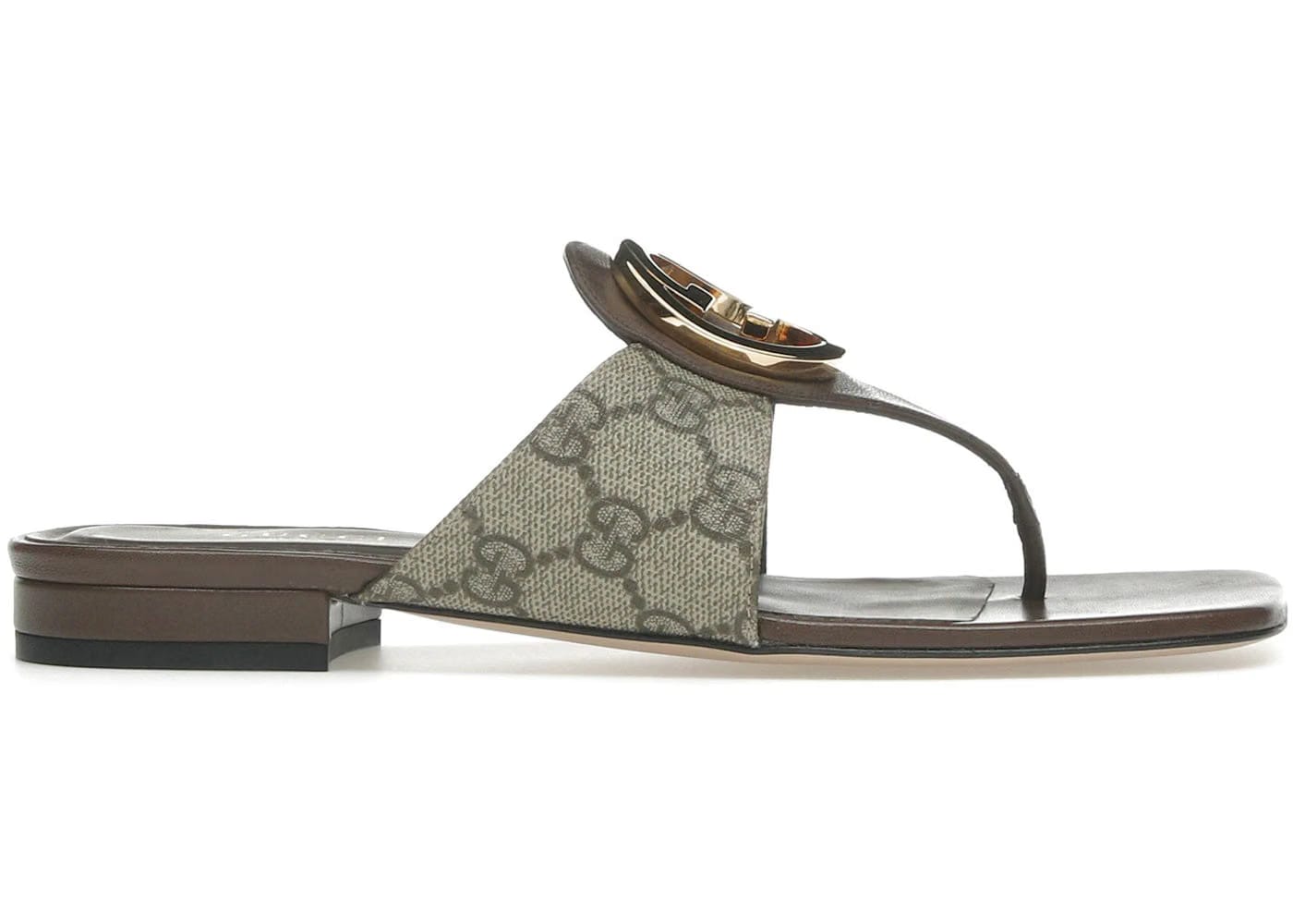 Gucci Blondie Thong Canvas Sandals Ebony Womens