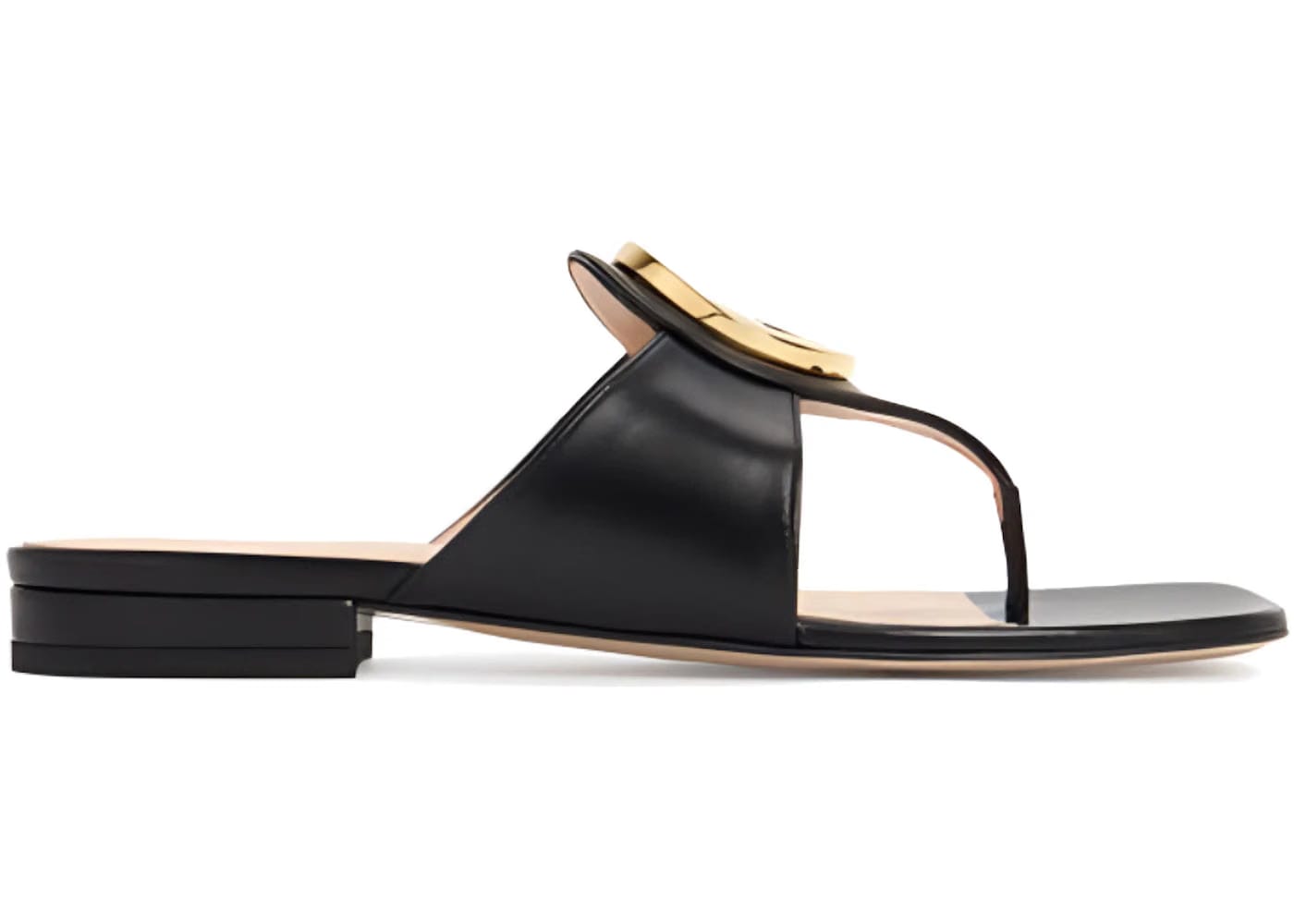 Gucci Blondie Thong Leather Sandals Black Womens