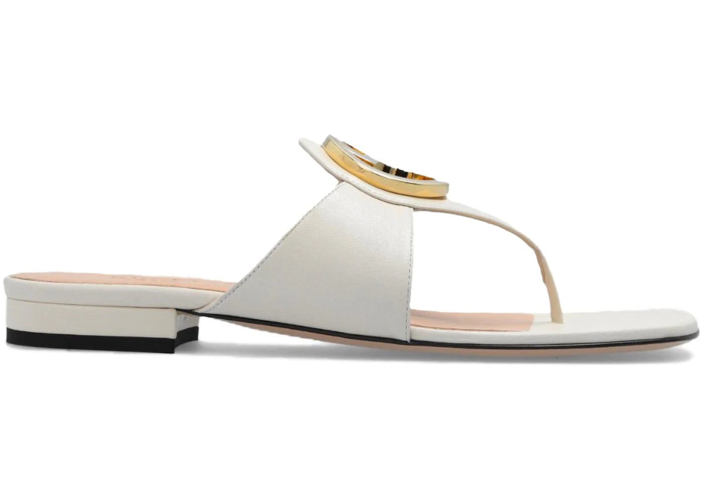 Gucci Blondie Thong Leather Sandals White Womens
