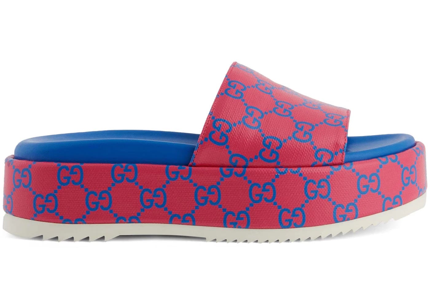 Gucci Gg Platform Slide Fuchsia Blue Womens