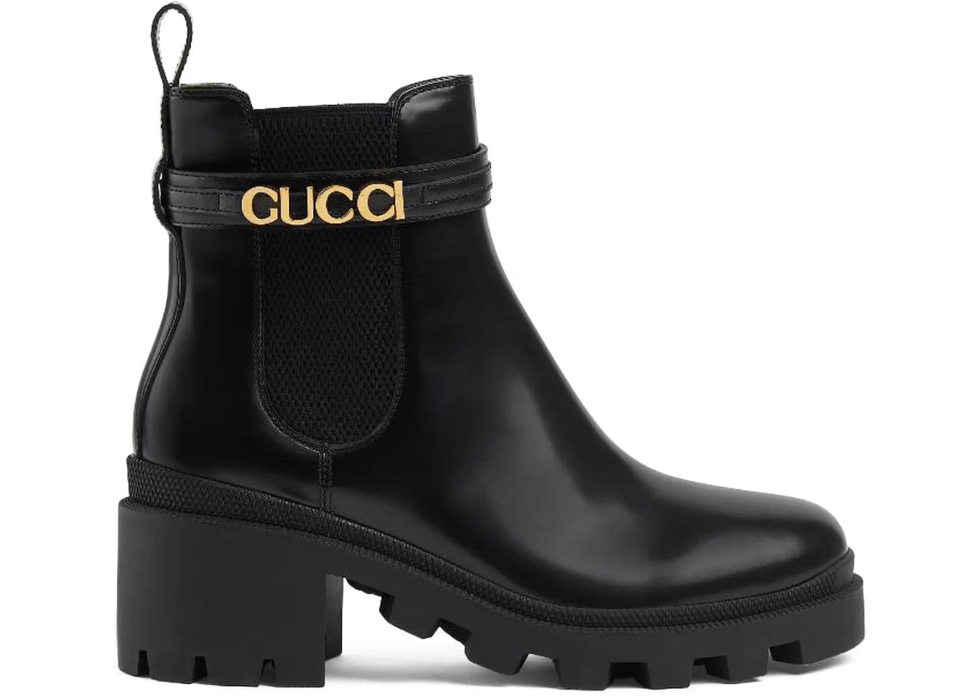 Gucci Logo-Strap Chelsea Boots Black Womens
