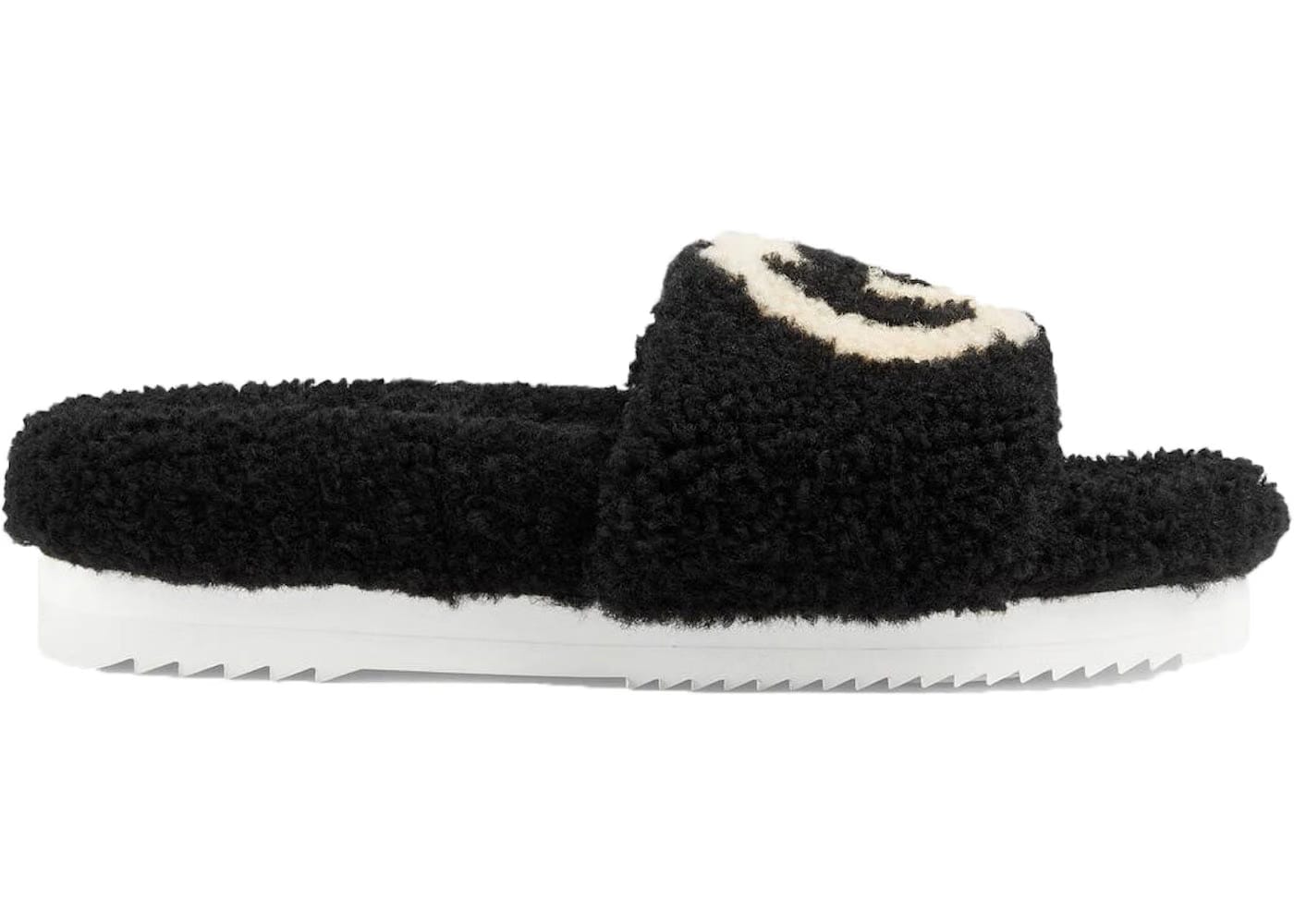 Gucci Slide Interlocking G Wool Black Womens