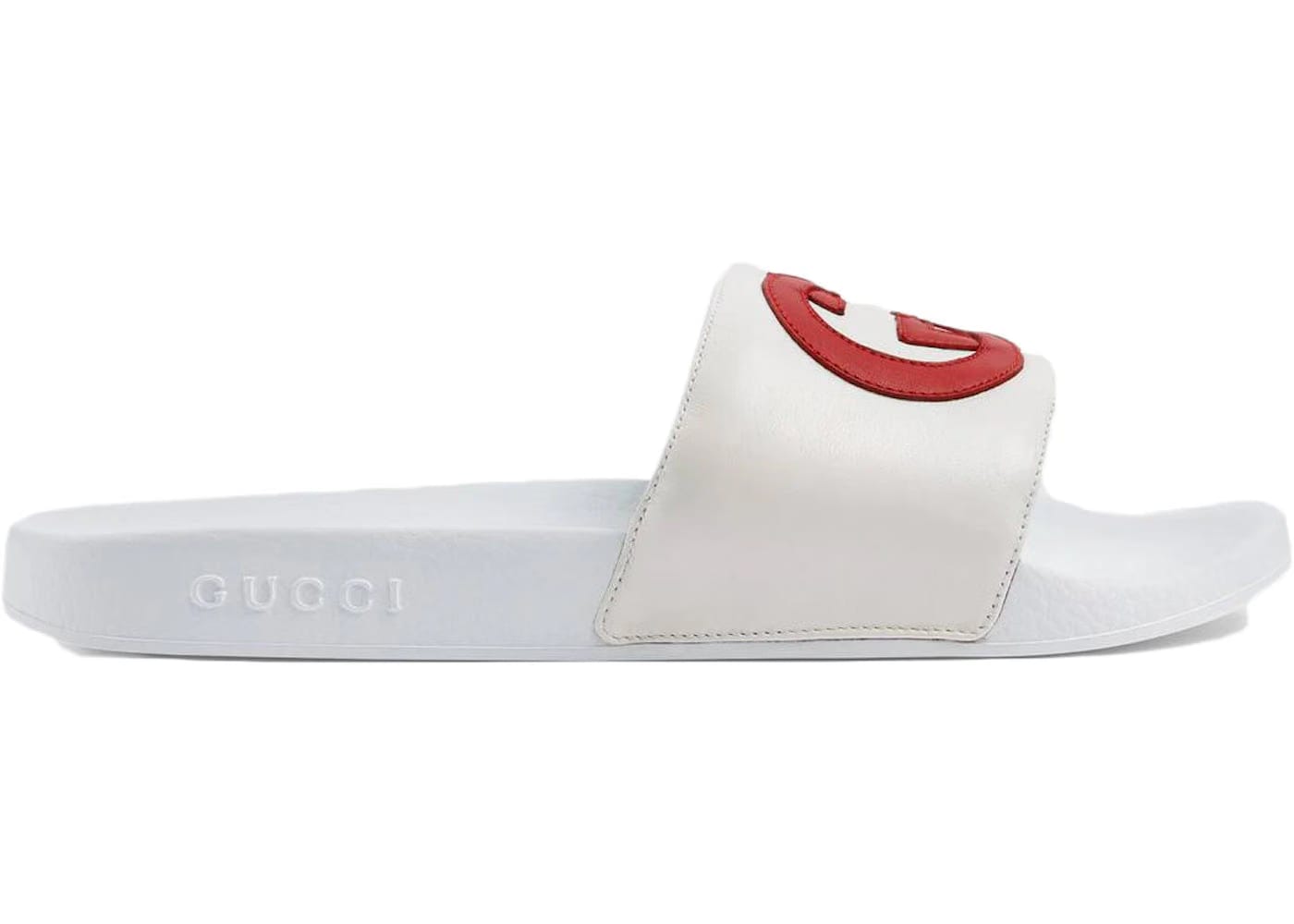 Gucci Slide Interlocking G Leather White Womens