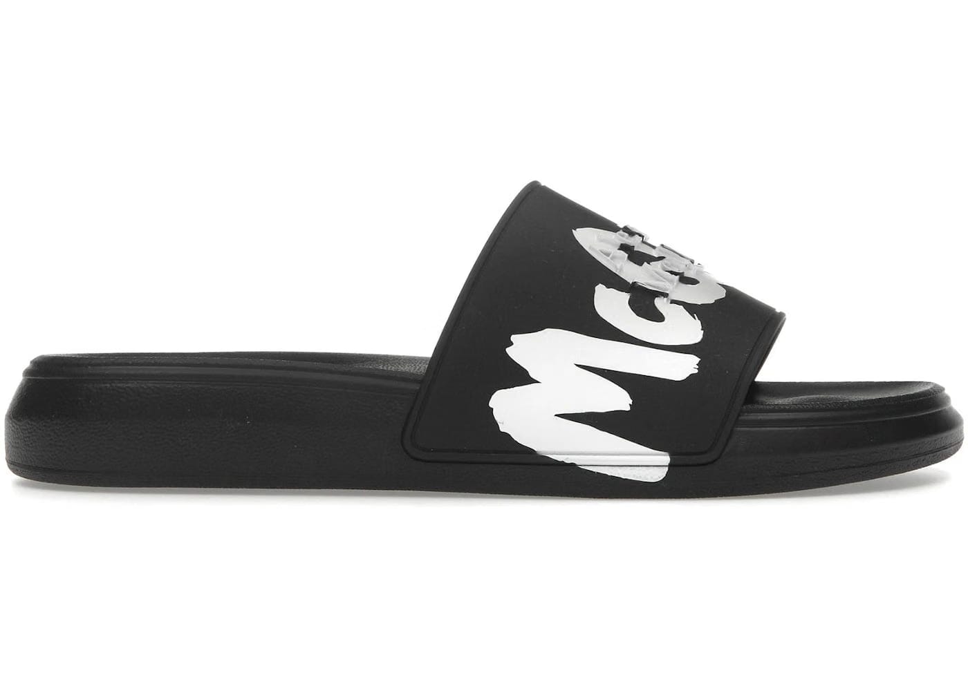 Alexander Mcqueen Grafitti Logo Slide Black White
