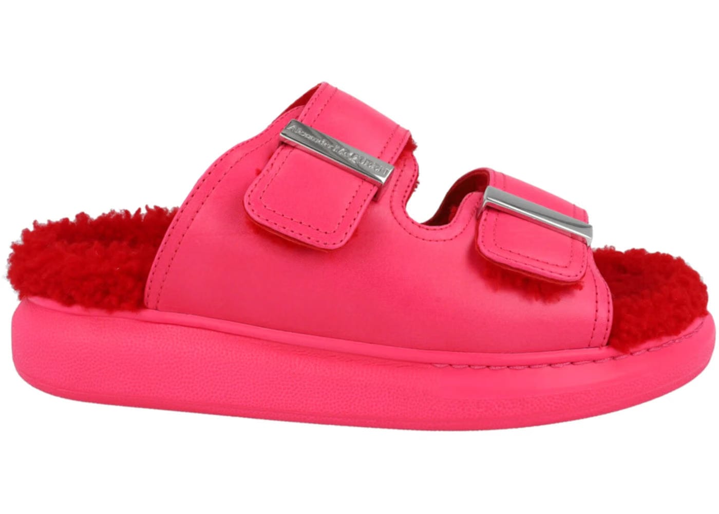 Alexander McQueen Wmns Oversized Hybrid Slide 'Shearling Magenta'