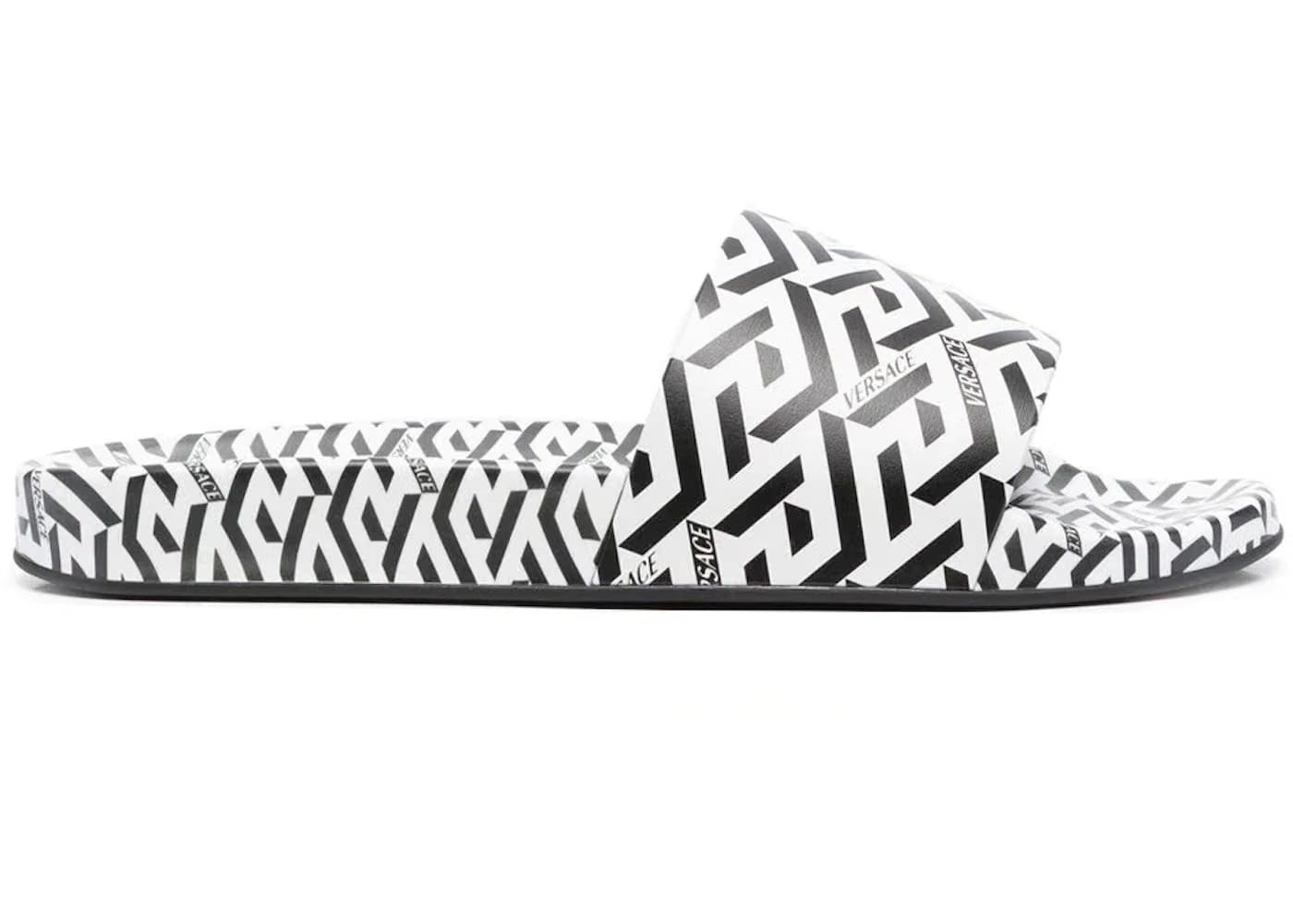 Versace Palazzo Pool Slide LA Greca - White Black