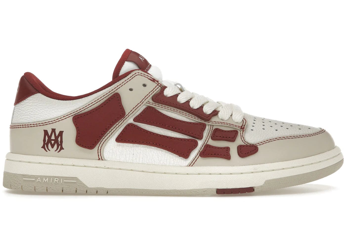 Amiri Skel Top Low Varsity - Cream Deep Red