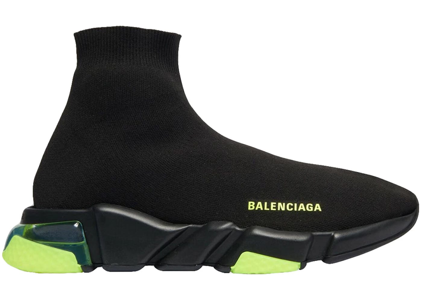 Balenciaga Speed Trainer Clear Sole - Black Yellow Fluo