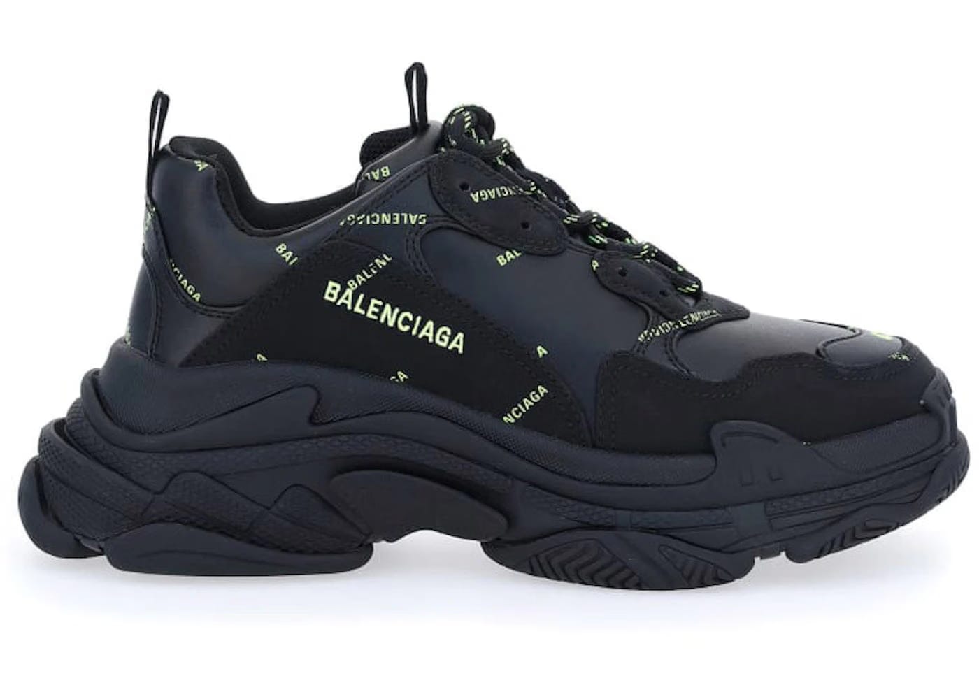 Balenciaga Triple S Allover Logo Black Green