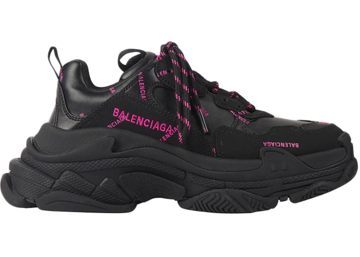 Balenciaga Wmns Triple S Sneaker 'All Over Logo - Black Pink'