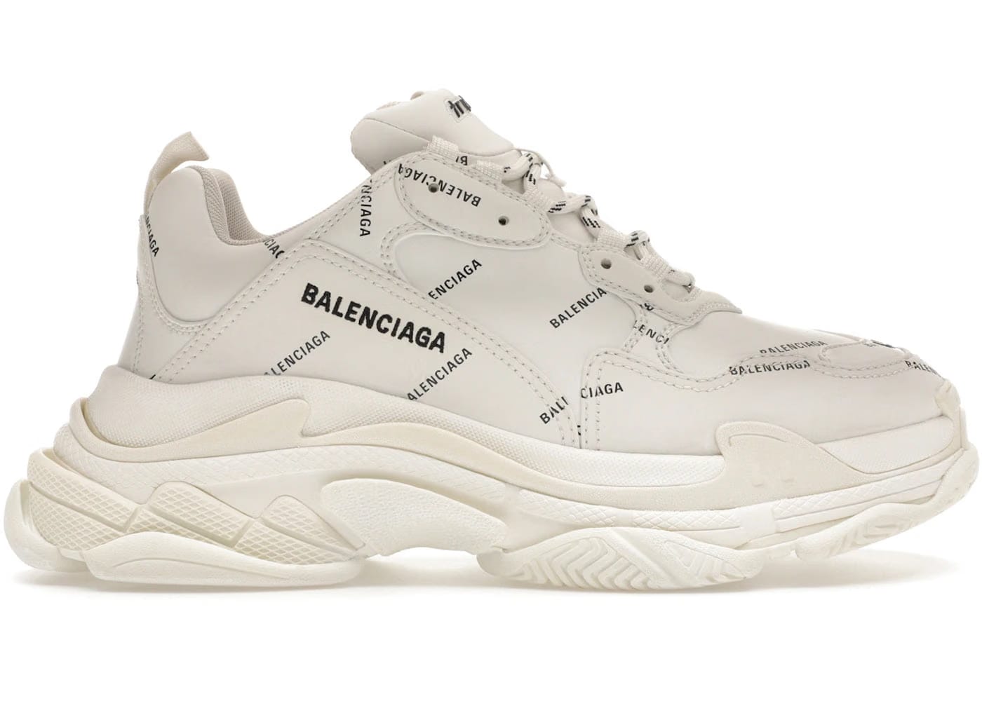 Balenciaga Triple S Sneaker Allover Logo - White Multi